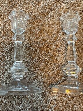 Clear Crystal-Style Glass Candlestick Pair - Home Accents